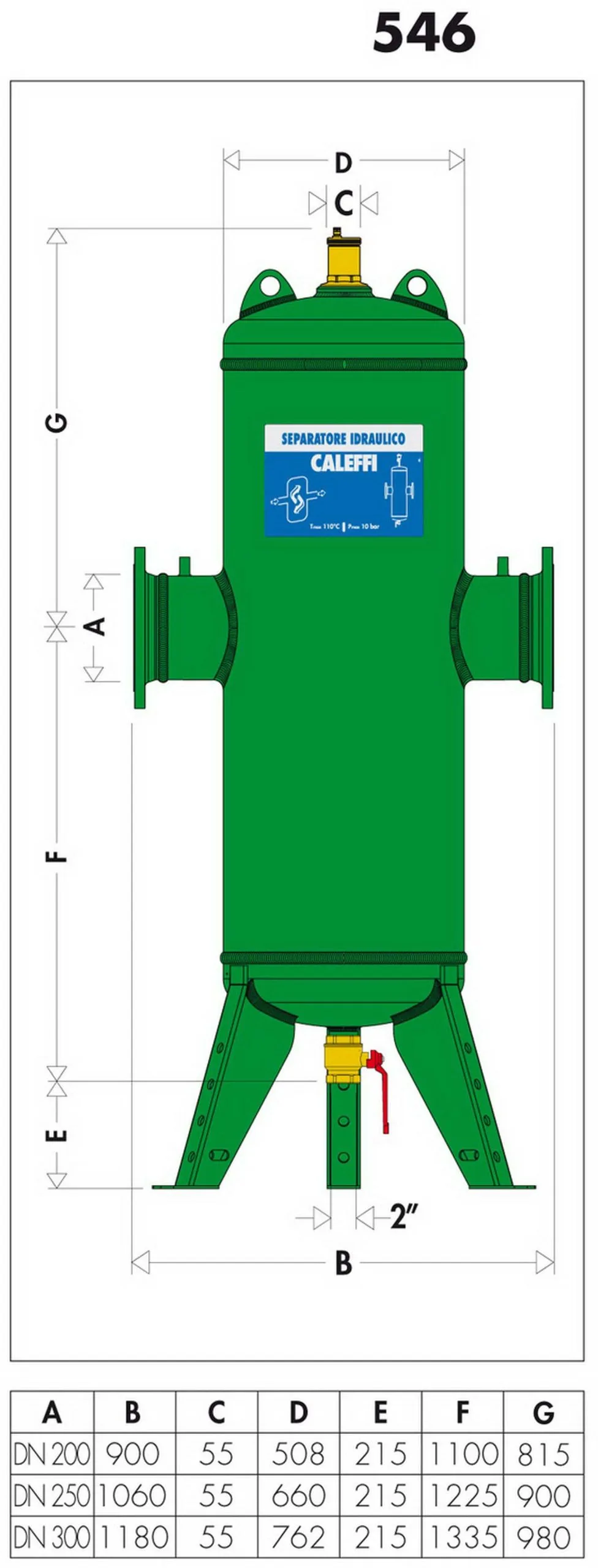 Caleffi DiscalDirt Mikroblasen-Schlammabscheider 546250 DN 250, Stahl-Gehäuse, Flanschanschlüsse, Ohne Isolierung 4 Caleffi DiscalDirt Mikroblasen-Schlammabscheider 546250 DN 250, Stahl-Gehäuse, Flanschanschlüsse, Ohne Isolierung – Bild 2