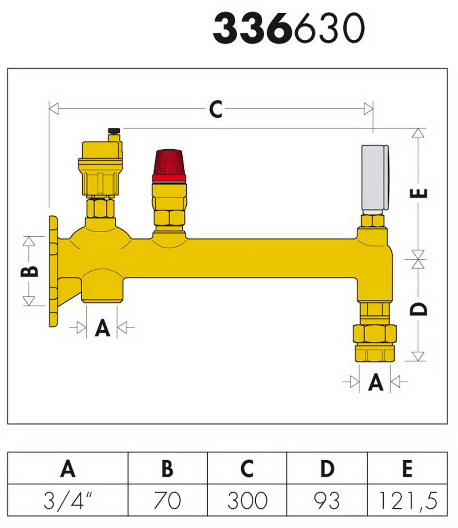 Caleffi Gefäßanschlussgruppe 336631 3/4"x3 Bar, Messing, Bis 50 KW, Mit Klappventil 4 Caleffi Gefäßanschlussgruppe 336631 3/4"x3 Bar, Messing, Bis 50 KW, Mit Klappventil – Bild 2